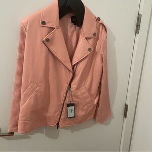 pink soft leather motorcycle jacket, great for fall, NWT